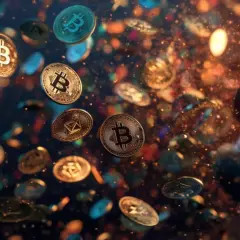 Złote monety z symbolem "B" wirują w powietrzu, sugerując, która kryptowaluta wystrzeli.