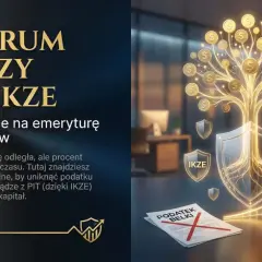 Drzewo obfitości z monetami symbolizuje oszczędzanie na emeryturę. Centrum Wiedzy IKE i IKZE pomaga uniknąć podatku Belki i odzyskać pieniądze z PIT.