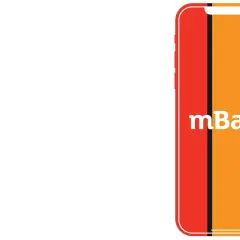 Kolorowy telefon z logo mBank. Dowiedz się, jak wysłać potwierdzenie przelewu mBank.