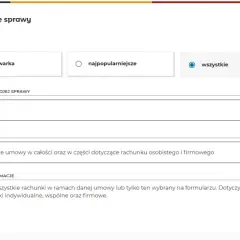 Formularz mBanku. Wybierz "rachunki" i "wypowiedzenie umowy", aby dowiedzieć się, jak zamknąć konto w mbanku.