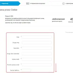 Formularz do wypełnienia danych osobowych w celu uzyskania raportu BIK. Sprawdź swoją historię kredytową i kondycję finansową.