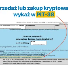 Formularz PIT-38 do rozliczenia sprzedaży lub zakupu kryptowalut.