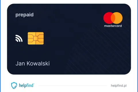 Karta przedpłacona Mastercard dla Jana Kowalskiego z symbolem płatności zbliżeniowych i chipem.