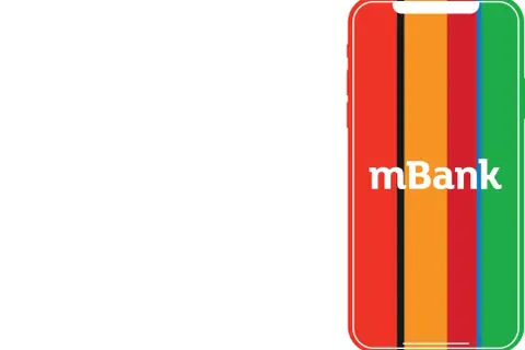 Kolorowy telefon z logo mBank. Dowiedz się, jak wysłać potwierdzenie przelewu mBank.