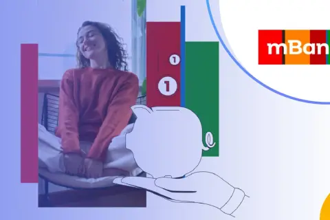 Kobieta cieszy się z oszczędności. Dowiedz się, jak założyć konto oszczędnościowe mBank i zacznij budować swoją przyszłość.
