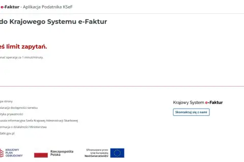 KSeF: problem z logowaniem. Osiągnięto limit zapytań, spróbuj ponownie za minutę.