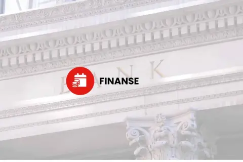 Symbol finansów i inwestycji, ikona kalendarza z monetami, obok napisu "FINANSE" na tle fasady banku. Papiery wartościowe w zasięgu ręki.