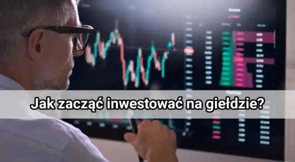 Mężczyzna w okularach analizuje wykresy giełdowe. Zastanawia się, co to jest fundusz inwestycyjny i jak zacząć inwestować na giełdzie.