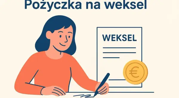 Kobieta podpisuje weksel, obok moneta z symbolem euro. Pożyczka na weksel to szybkie rozwiązanie.