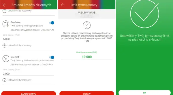 Jak zmienic limit karty mbank? Ustaw tymczasowy limit na płatności w sklepach. Zapisz limity.