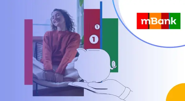 Kobieta cieszy się z oszczędności. Dowiedz się, jak założyć konto oszczędnościowe mBank i zacznij budować swoją przyszłość.