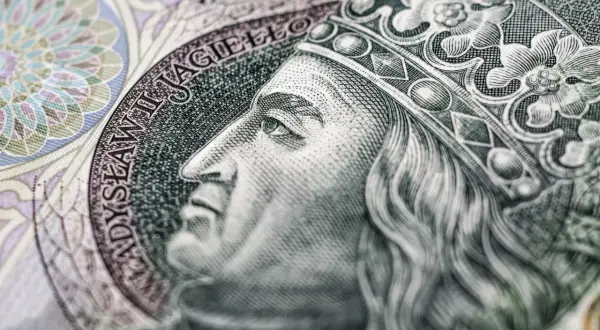 Portret Władysława Jagiełły z banknotu 500 zł. Król w koronie, z wąsami i długimi włosami. Limit ikze 2026.