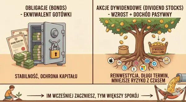 Bezpieczeństwo i wzrost kapitału: jak oszczędzać na emeryturę. Obligacje i akcje dywidendowe to klucz do spokojnej przyszłości.