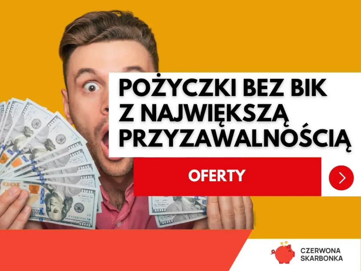 Zaskoczony mężczyzna z plikiem banknotów. Reklama pożyczki bez BIK z wysoką przyznawalnością. Sprawdź oferty!