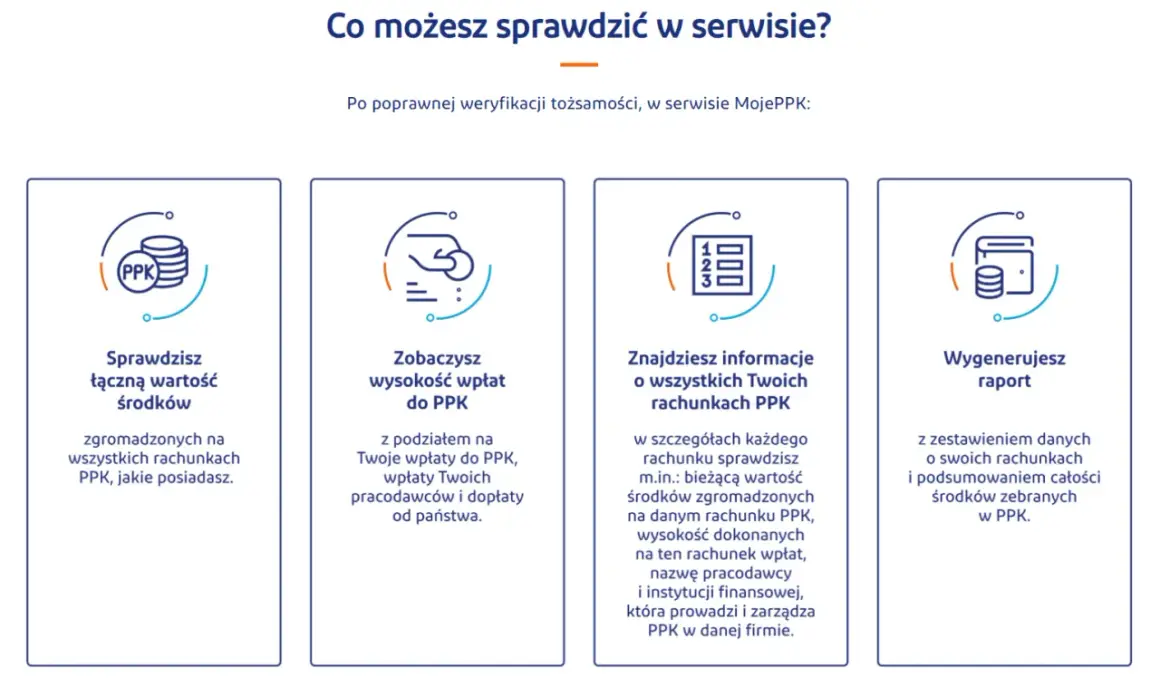 W serwisie MojePPK sprawdzisz wartość środków, wpłaty, szczegóły rachunków i wygenerujesz raport. Dowiedz się, jak wypłacić pieniądze z PPK.