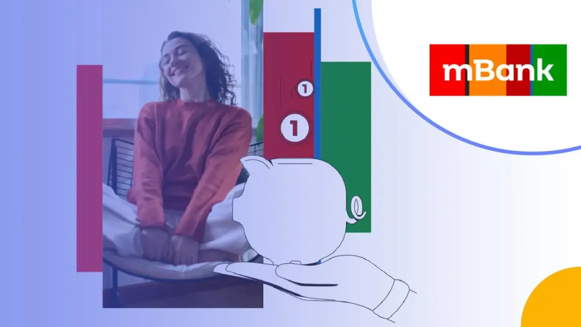 Kobieta cieszy się z oszczędności. Dowiedz się, jak założyć konto oszczędnościowe mBank i zacznij budować swoją przyszłość.