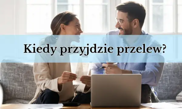 Para analizować księgowanie Santander, para sprawdza rachunki i laptopa, zastanawiając się, kiedy przyjdzie przelew.